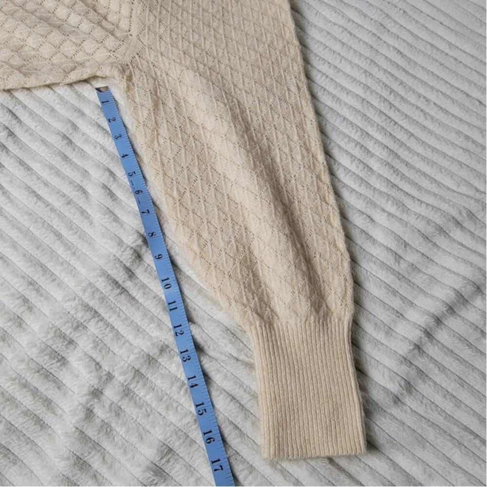 Old Navy Womens Sweater XL Beige Pointelle Knit Crewneck Recycled Wool Blend New - Picture 6 of 12